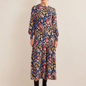 Boden Smocked Cuff Maxi Tier Dress In Floral Multicolor Print Size US 16/18